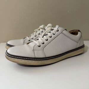 Johnston Murphy Sneakers Mens 9 White Sheepskin Leather Lace Up Low Tops
